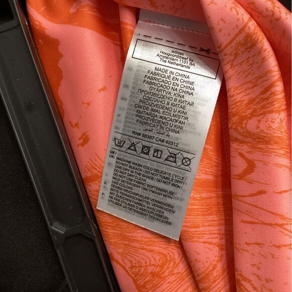 Adidas By Stella McCartney Cropped Printed Leggings Bright Orange Size L NEW - Picture 10 of 14